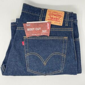 Levis 517 Boot Cut Jeans Mens 40x30 Dark Wash Indigo Slim Fit Denim 00517-0217